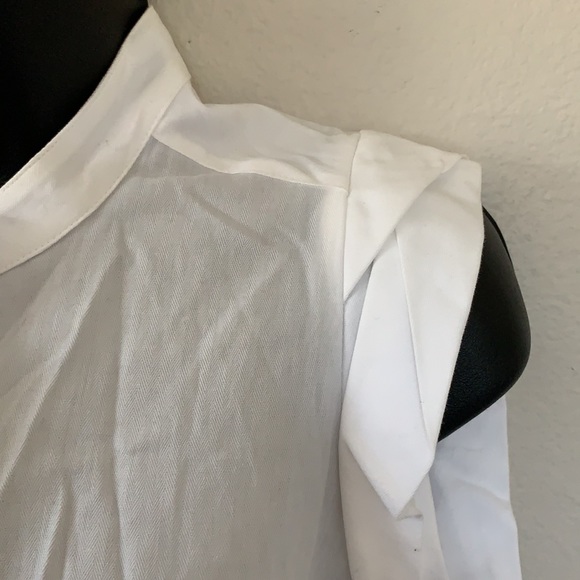 BCBG MaxAzria Nishani Cold Shoulder Bib Collar Button Down Long Sleeve Shirt - Picture 11 of 13